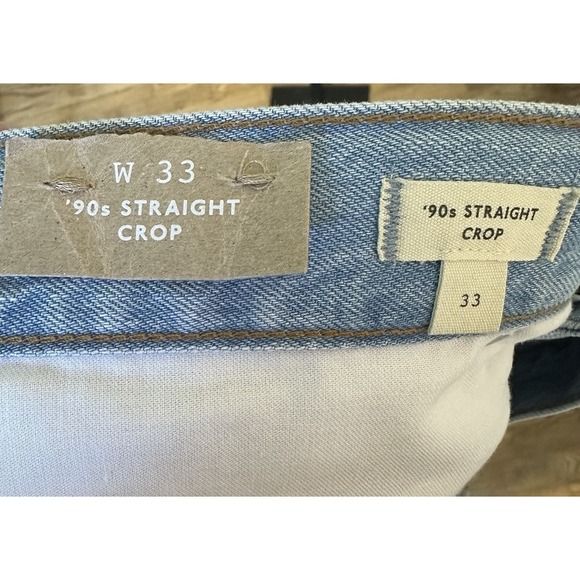 Madewell 90s Straight Crop Jeans Women's Size 33 Light Wash Distressed Denim - Picture 9 of 10